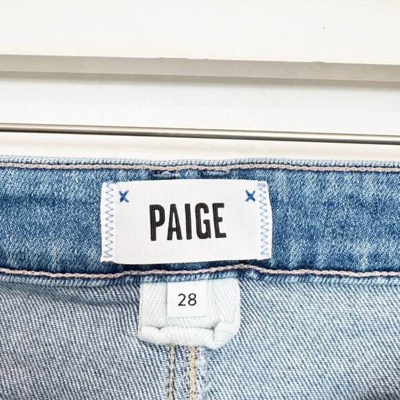 Paige Denim Stella Crop High Rise Straight Leg Jeans Seawater Distressed Size 28 - Picture 6 of 11